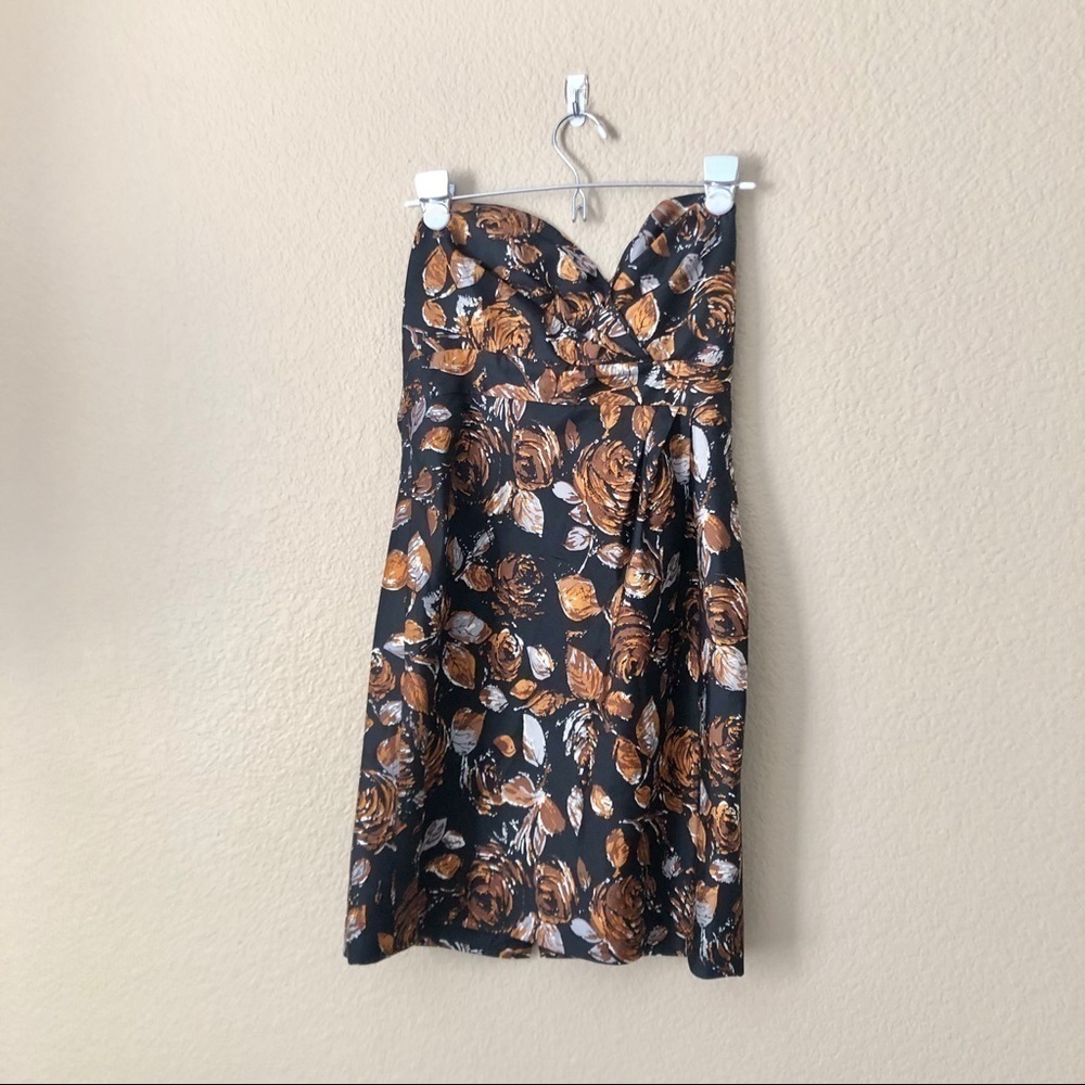 Tibi floral strapless silk dress